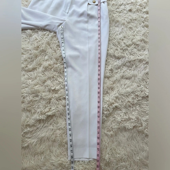 ST JOHN White gold tone Hardware mid rise Pants trousers with pockets size 6 - Picture 3 of 7